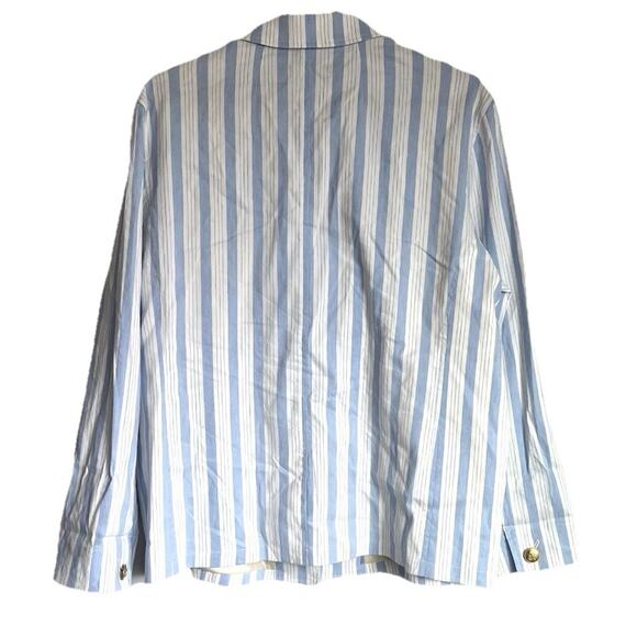 J. Crew Patch Pocket Linen Blend Oversize Striped Blazer XS Nautical Spring Z26 - Picture 3 of 7
